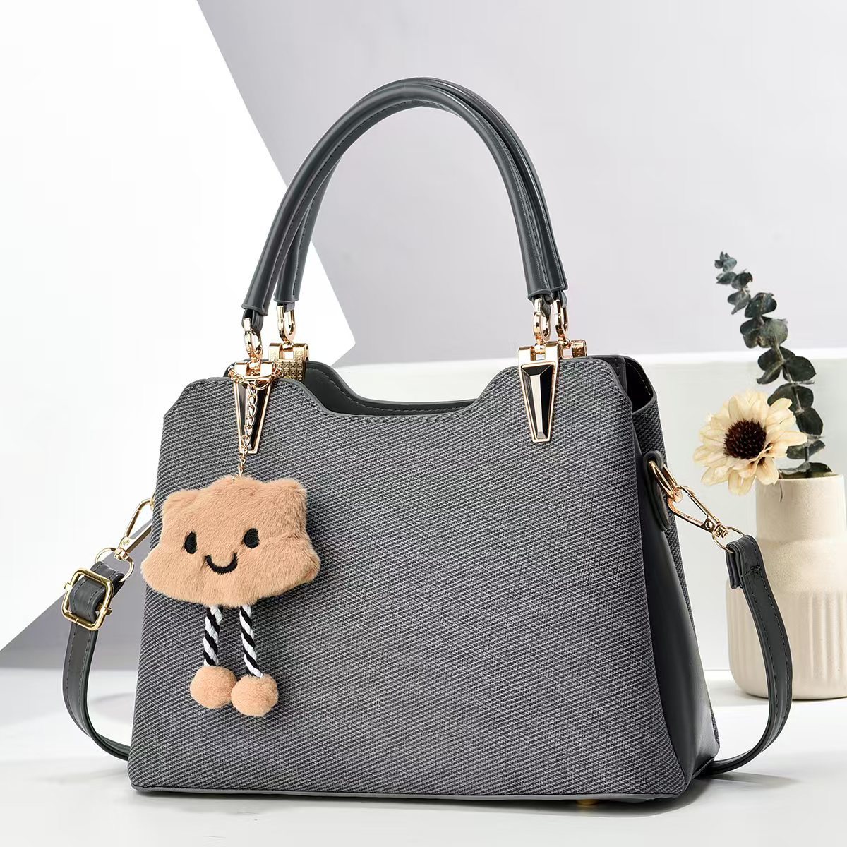High-end quality single-shoulder bag, fashionable and trendy handbag, simple and new ladies' bag, versatile crossbody Korean-style crossbody bag Specification drawing