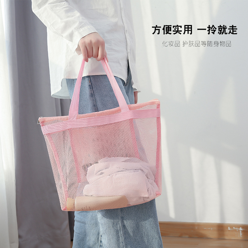New mesh beach bag, travel single-shoulder bath storage bag, dry and wet separation bag for clothes, and outdoor toiletry bag details Picture