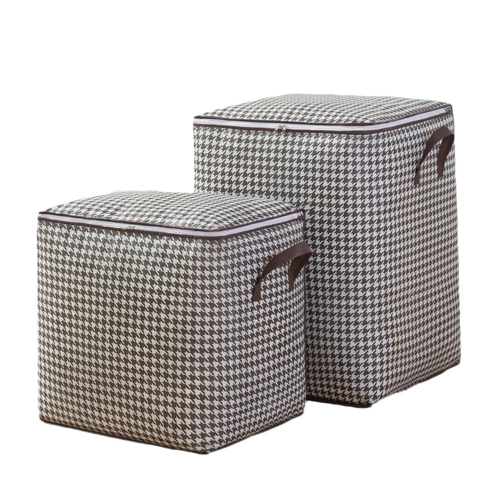 Thousand-bird grid clothing storage bags, moisture-proof and dust-proof cotton quilt bags, moving packing storage bags, household large-capacity miscellaneous bags Item Picture