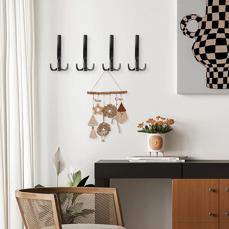 High-end household zinc alloy hook, perforated clothes hook, single hook, wall-mounted, antique black solid hook, coat hook Application Scenario