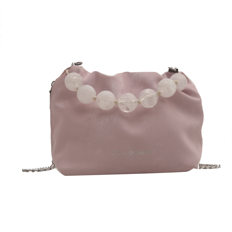 A women's 2024 Spring/Summer Korean-style fashionable and simple bucket bag with a unique texture and pleated crossbody Item Picture