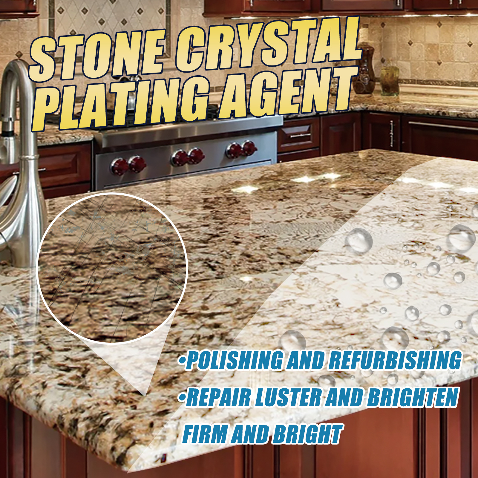 Youdaoplaceholder0 stone crystal coating agent, kitchen quartz stone tile countertop scratch maintenance, cleaning, stain brightener Application Scenario