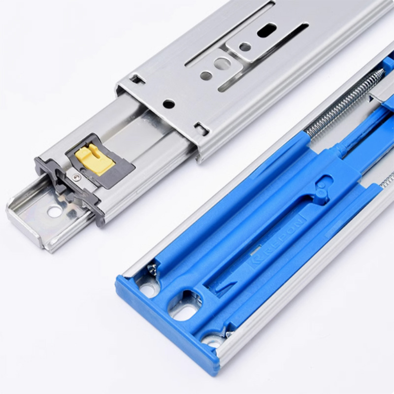 Wholesale Taiwan locomotive slide rails, three-section guide rails, buffer damping, silent cabinet hardware accessories, drawer tracks details Picture