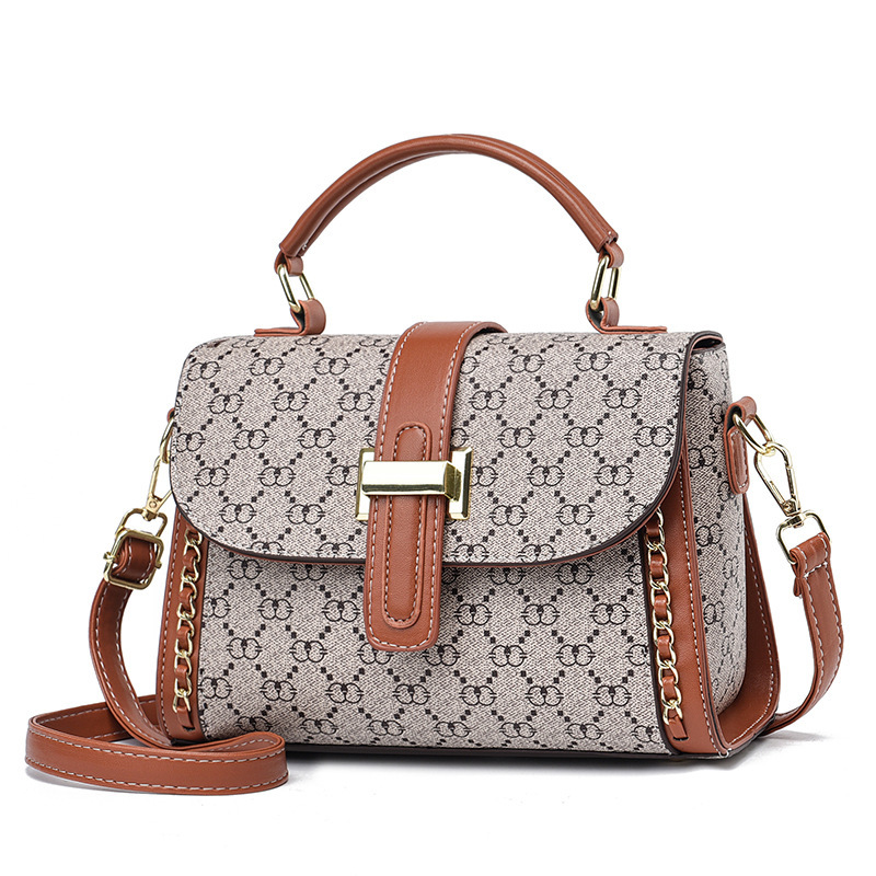 The checkered small square bag 2023 new style fashionable printed handbag, simple and elegant Korean-style trendy single-shoulder crossbody bag Item Picture