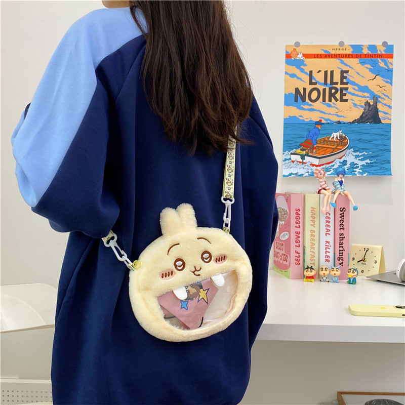 The new Japanese-style Gika Wa plush crossbody bag, the Usaki Little Eight Pain Bag, and the transparent phone key case with a girlish heart Specification drawing