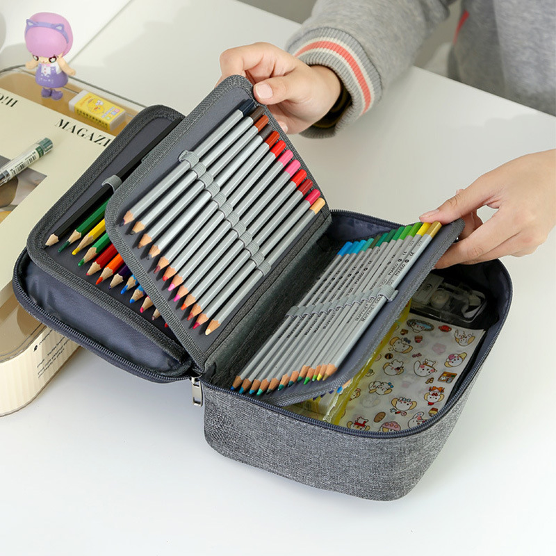 72-hole sketch pen storage bag, a best-selling student pen case on Amazon. Three-layer 24-hole and 48-hole pencil and stationery storage bag Application Scenario