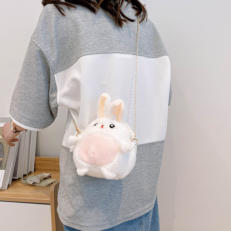 Cartoon plush toy panda bag, stylish rabbit, children's crossbody bag 2023 style children's coin purse gift Application Scenario