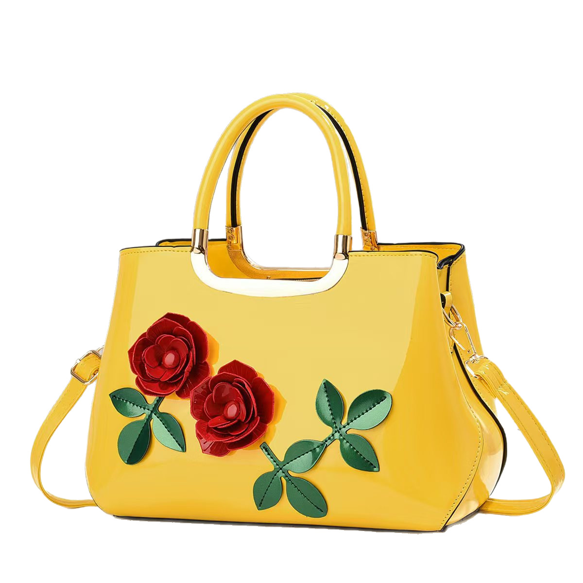 New style bag 2025, new lacquered fashionable handbag, elegant middle-aged mom bag, high-end flower women's bag Item Picture