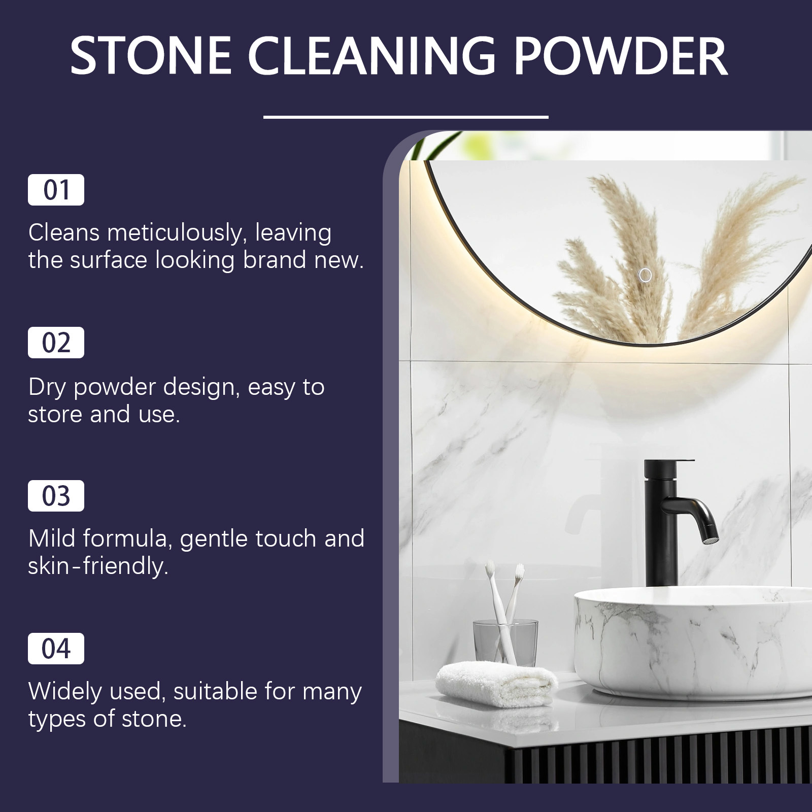 JUE FISH Stone cleaning powder improves surface scale, rust residue, anti-fouling formula, gentle maintenance and luster details Picture