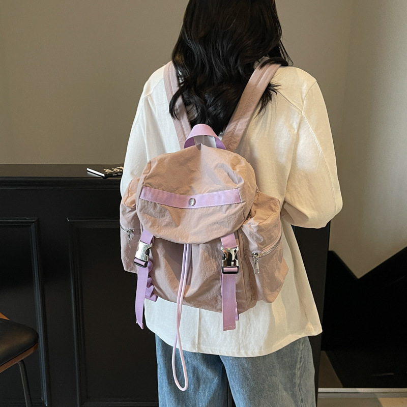 2025 Summer New forest-themed campus minimalist ins student laid-back style casual large-capacity nylon fabric backpack details Picture