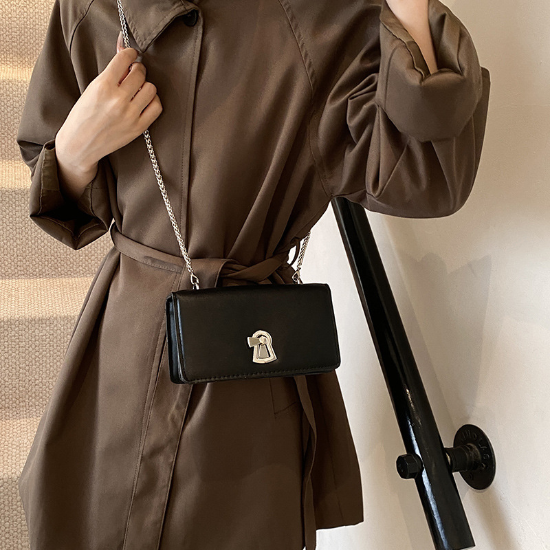 Cross-border small bag for women, 2024 new stylish metal chain lock small square bag, large and small shoulder bag, crossbody bag Specification drawing