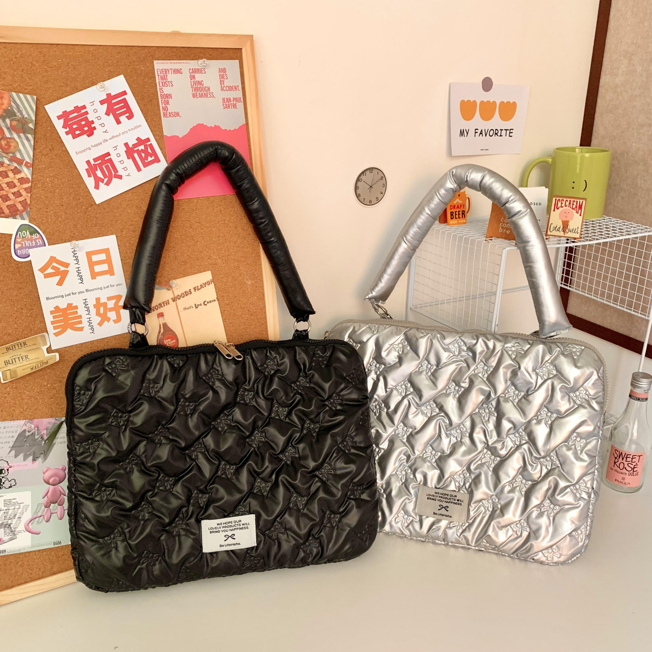 Cross-border fashion handbag, shoulder and armpit cotton jacket bag, women's bag 2024 new style casual tote bag, tablet computer bag full figure