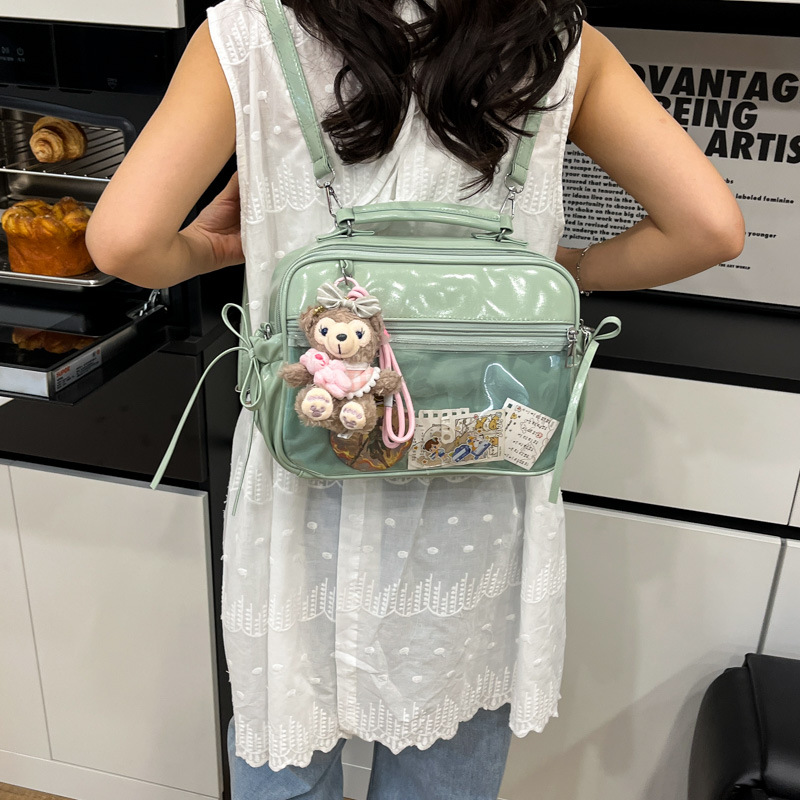 Japanese transparent baggy pain bag, large-capacity backpack, 2025 summer new style, high appearance level handbag, versatile shoulder bag details Picture