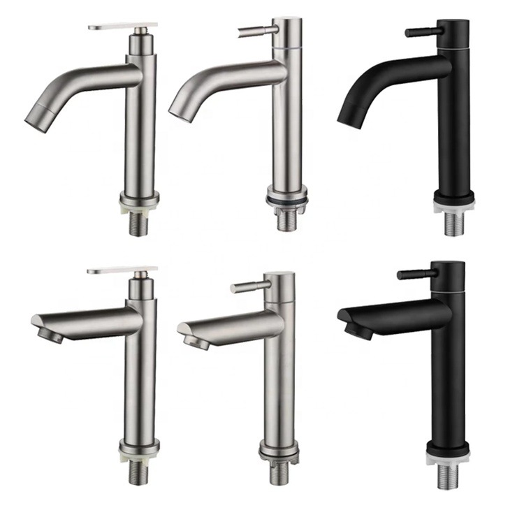 304 stainless steel single-cooling washbasin faucet, stainless steel hand-washing basin faucet, single-cooling faucet full figure