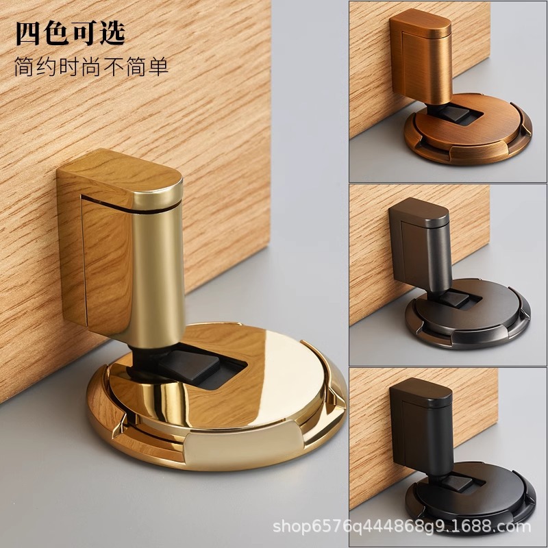 The new mechanical invisible bathroom door stopper with windproof floor suction and anti-collision features is designed for the rear top door to hit the door stop without the need for drilling details Picture