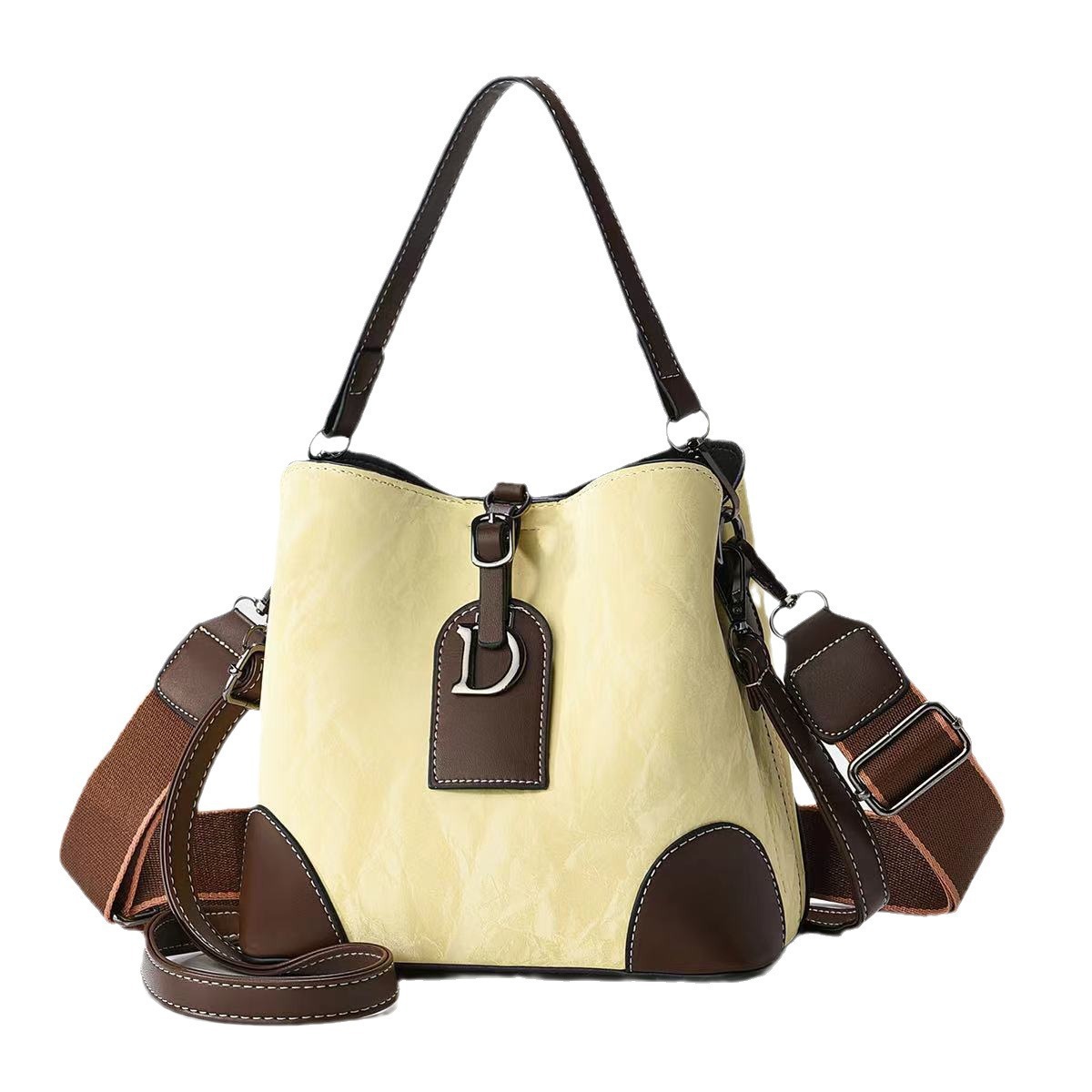 The new cross-border consignment manufacturer's versatile new crossbody and hand-carry women's fashionable large bucket bag is a bestseller Item Picture