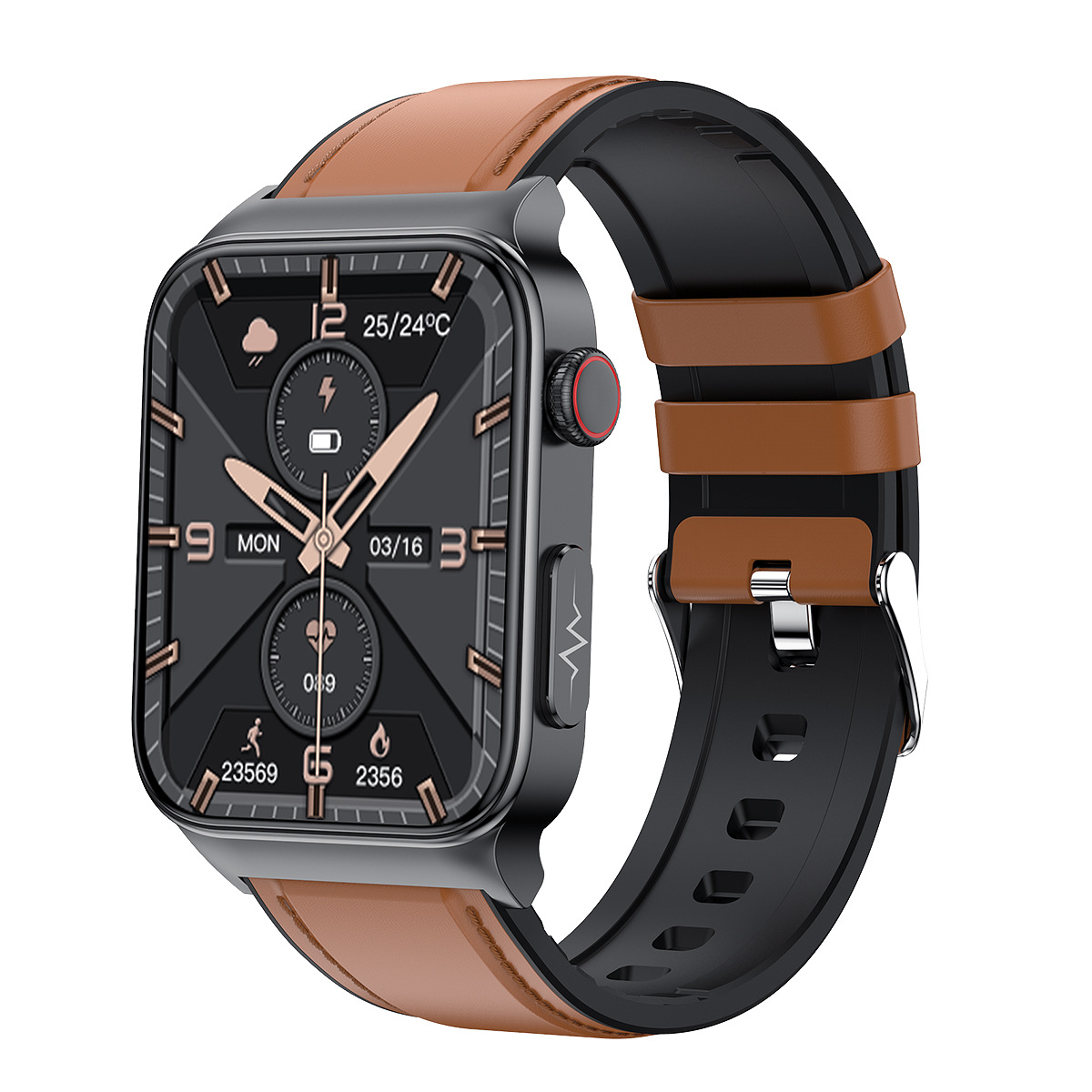 The 2025 new model E500 smart cross-border watch features ECG+PPG body temperature, blood oxygen and electrocardiogram with a 1.83 high-definition screen Specification drawing