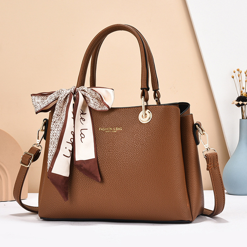 Mom's handbag, middle-aged women's bag, 2024 new style fashionable soft leather women's bag, large capacity silk scarf, single-shoulder crossbody bag Application Scenario