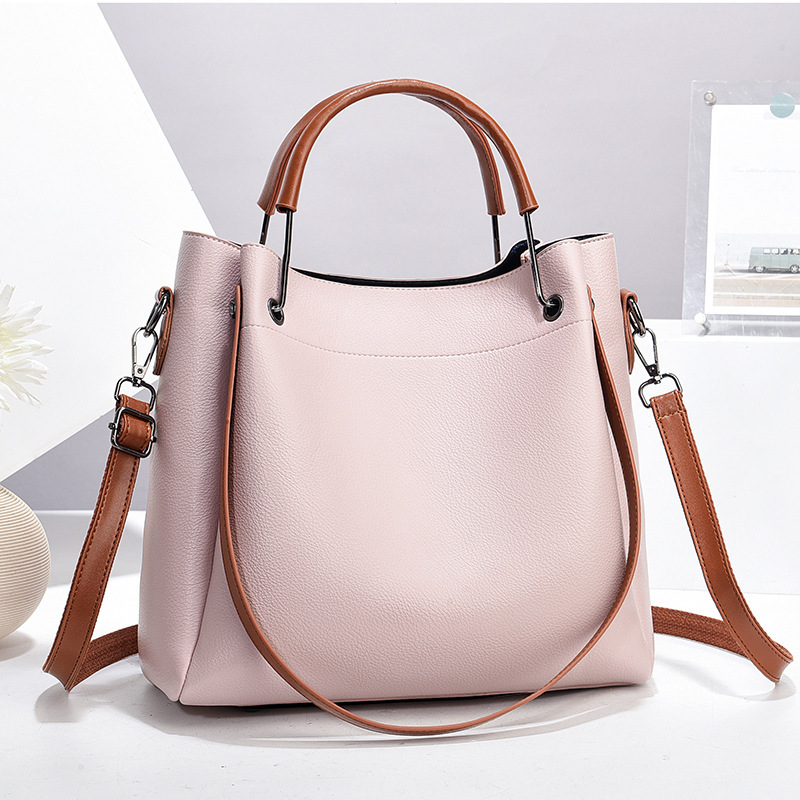 Pure leather women's bag, trendy new bucket bag, casual and simple, single-shoulder bag, fashionable and versatile, cross-border single-shoulder hand-carry Specification drawing