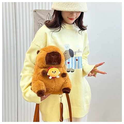 Kapipala plush bag, backpack, children's capybara crossbody bag, cute animal doll backpack, cartoon doll pie Specification drawing