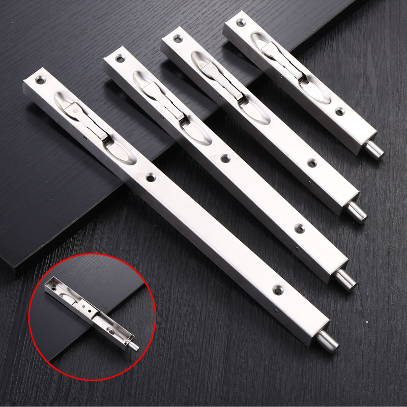 Thickened stainless steel anti-theft concealed latch for fireproof door, double door with mother and child, simple and invisible push-type latch for home use Specification drawing