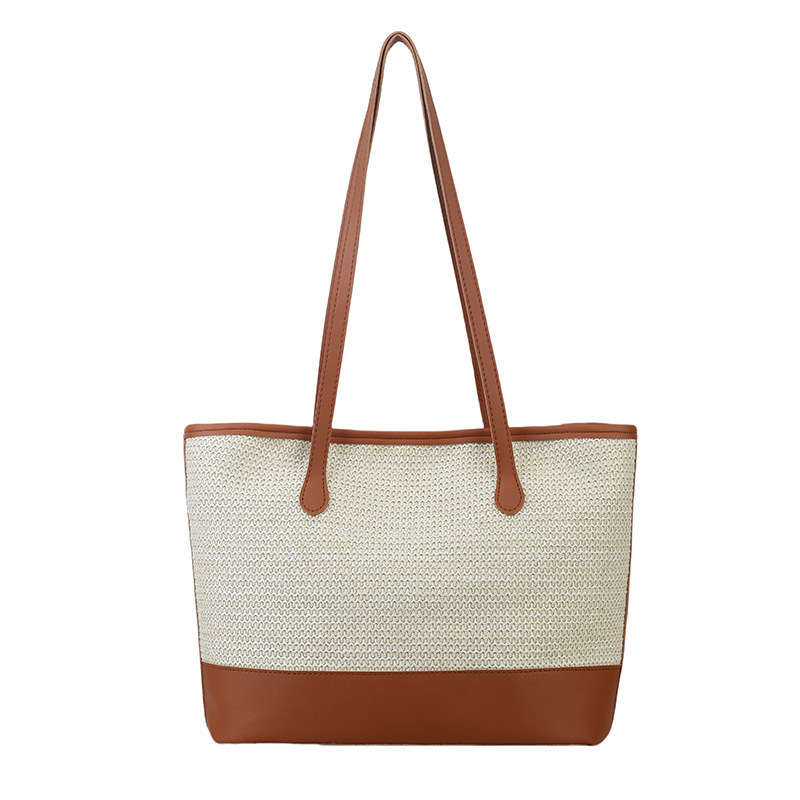 Fashionable single-shoulder underarm bag 2025 new style women's bag, large-capacity ladies' tote bag, casual retro niche straw woven bag Item Picture