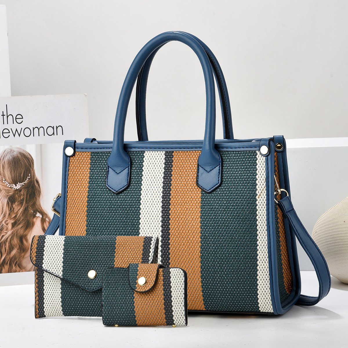 Three-piece set of best-selling fashion crossbody bag 2024 manufacturer's best-selling new hand-held women's versatile PU large bag for foreign trade details Picture