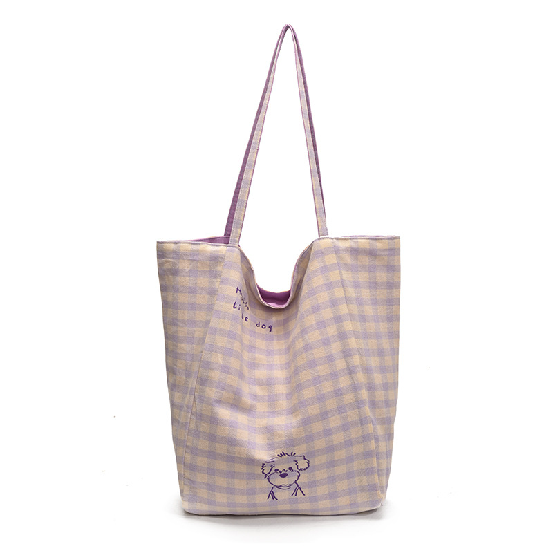 Korean InS-style embroidered letter puppy single-shoulder bag, large-capacity tote bag, female student commuting bag for class Item Picture