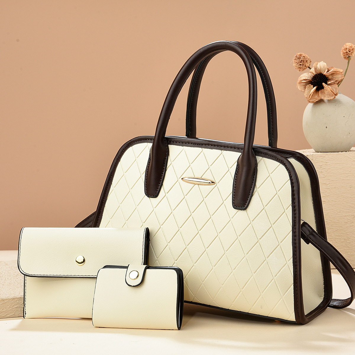 New diamond-patterned single-shoulder women's bag, large-capacity handbag, simple cross-border casual shoulder bag for women full figure