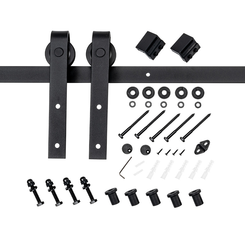 American-style barn door, complete set of wooden door rails, sliding door rails, cross-border European and American door sliding rails, metal furniture rails, home decoration Item Picture