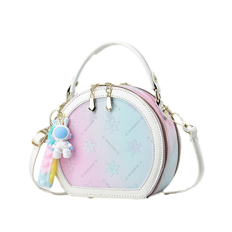 Rainbow-colored small round bag 2023 new versatile and fashionable handbag, single-shoulder manufacturer, elegant crossbody bag for foreign trade ladies Item Picture