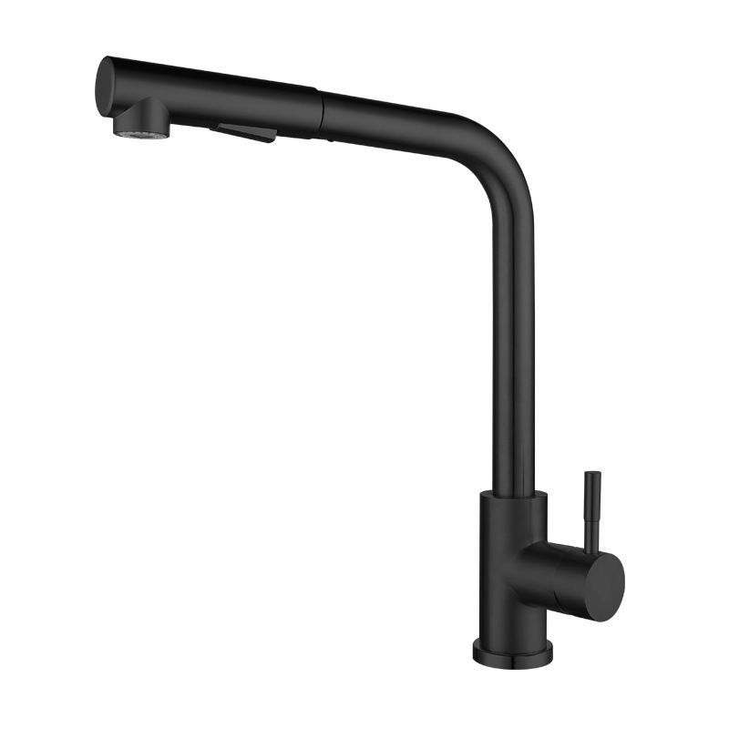 The popular anti-splash water cross-border export stainless steel seven-shaped kitchen pull-out hot and cold water faucet sink Item Picture