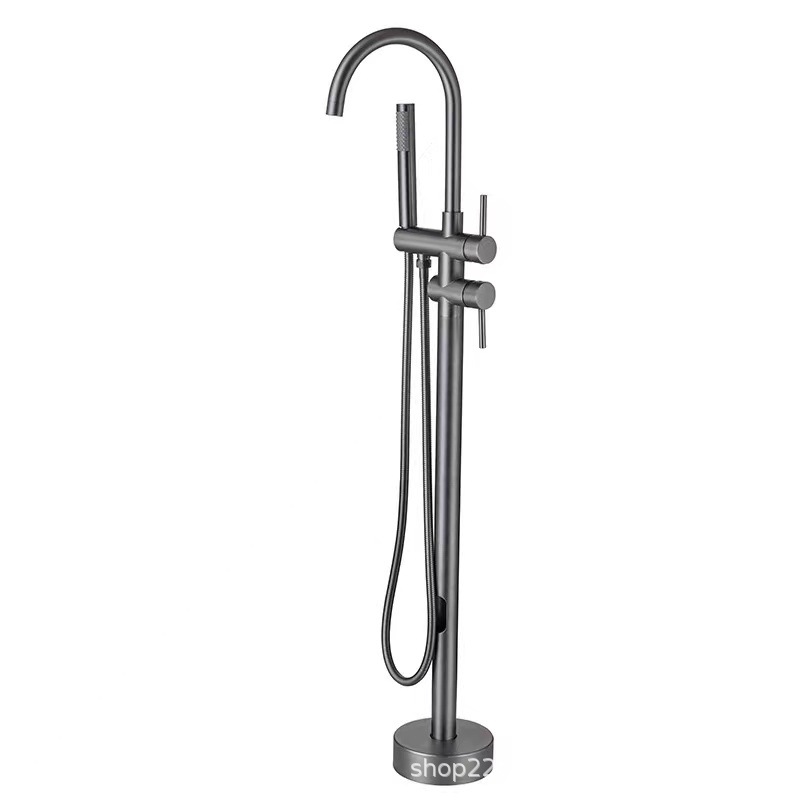 All-copper gold floor-standing bathtub faucet, brushed gold gun gray column basin shower faucet, hotel floor-standing showerhead Item Picture