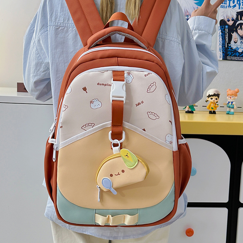New minimalist color-blocking lightweight backpacks for boys and girls, schoolbags for primary school students in grades three to six, and outdoor backpacks Specification drawing