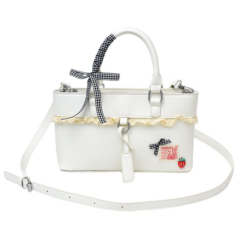Stylish and sweet girl lace handbag for women, 2025 new color contrast large capacity commuter single-shoulder crossbody tote bag Item Picture