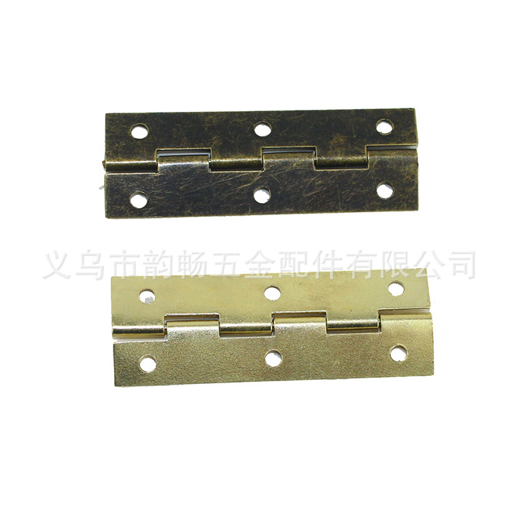 Packaging box, hardware flat hinges, ordinary hinges, copper-plated hinges, wooden box, gift box, packaging box hinges, 59*20MM Item Picture