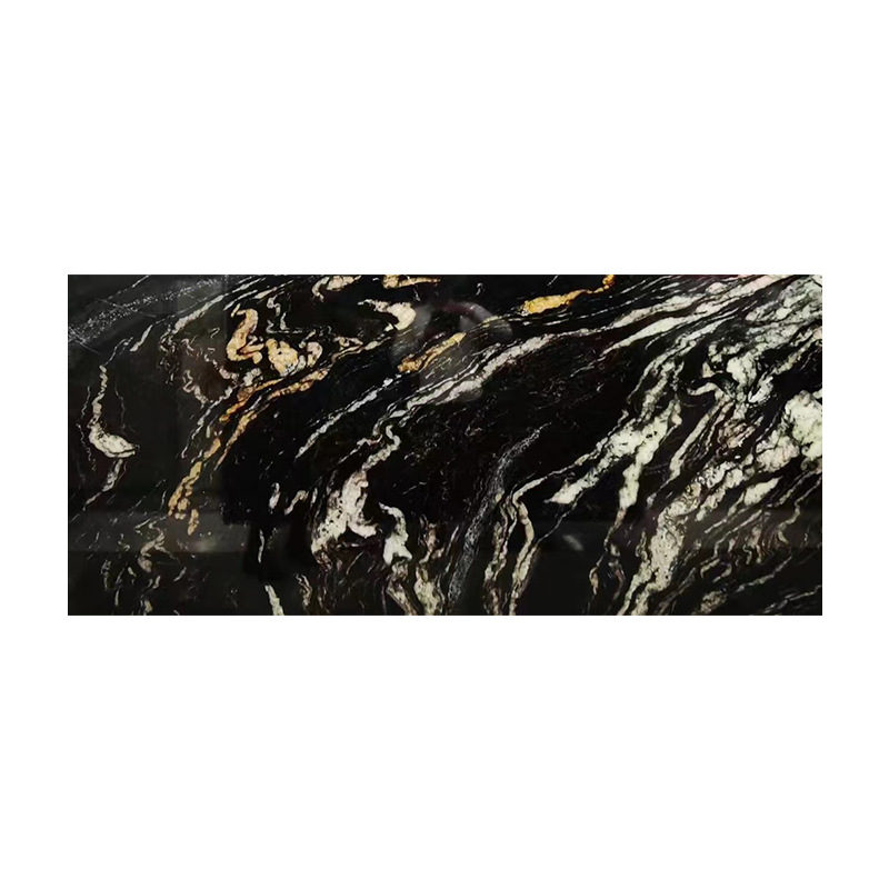 Cosmic black natural marble countertop, luxury stone irregular-shaped dining table top, custom-ordered villa step plate threshold stone Item Picture