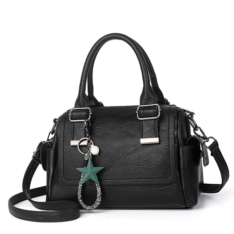 Soft leather bag for women 2025 new style fashionable handbag, large-capacity middle-aged women's bag, single-shoulder crossbody bag Item Picture
