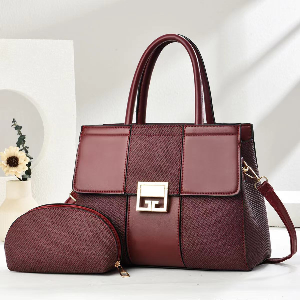 Cross-border bags two-piece set PU mother-and-child bag, large capacity, fashionable crocodile handbag pattern, elegant single-shoulder crossbody bag details Picture