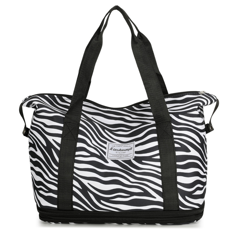 Spring 2025 new large-capacity leopard print handbag, Oxford fabric zebra print shopping bag, commuter tote bag Item Picture