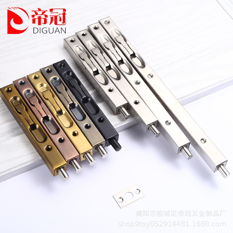 Stainless steel extended concealed latch box door stopper, mother and child door top and bottom latch, invisible double-opening anti-theft door, bronze latch full figure