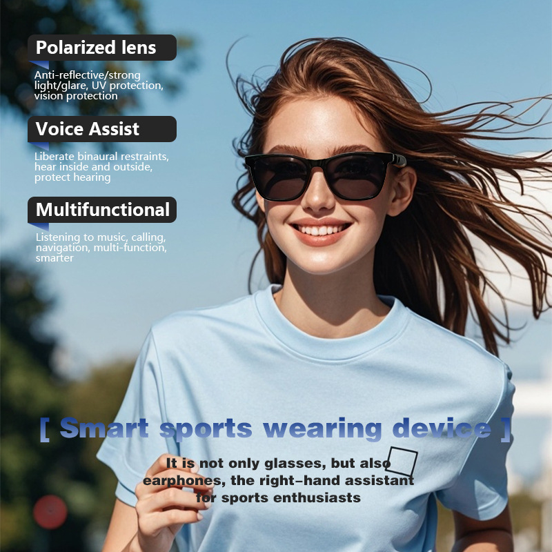 Cross-border Bluetooth glasses, smart glasses, driving, listening to music, making calls, sunglasses, case glasses, interchangeable myopia lenses, polarized sunglasses Specification drawing
