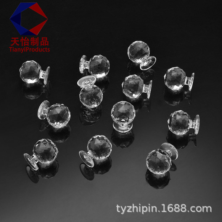 Acrylic transparent handle spherical drill cosmetic box drawer cabinet handle organic glass spherical handle factory Item Picture