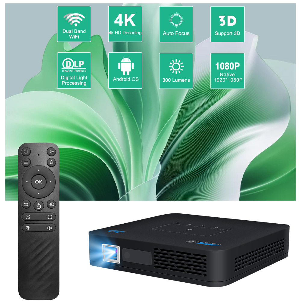 DLP Android 4+64g 1080P outdoor smart projector, convenient for home and office ultra-high-definition projection full figure