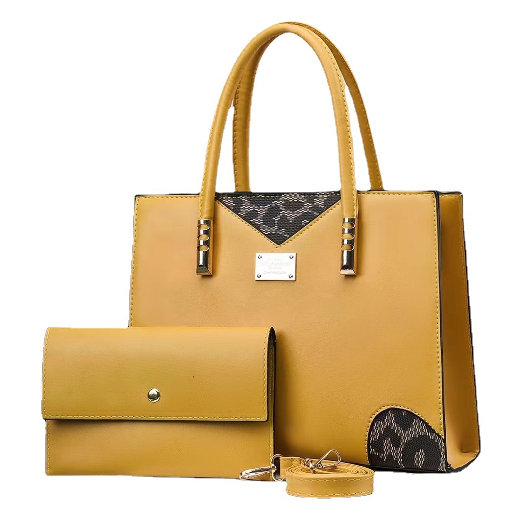 Two-piece leopard print mother and child bag for women, 2023 new style, embroidered, stylish texture, large capacity, cross-border export, color-blocking women's bag Item Picture