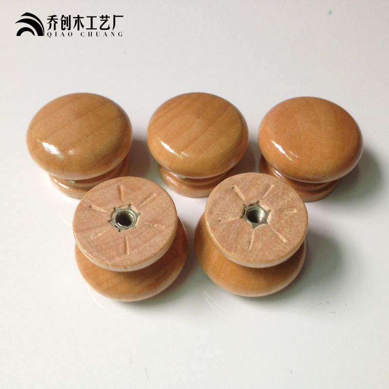 Solid wood furniture cabinet doors, round single-hole small handles, modern and simple drawer cabinet wooden handles, wardrobe wooden handles Specification drawing
