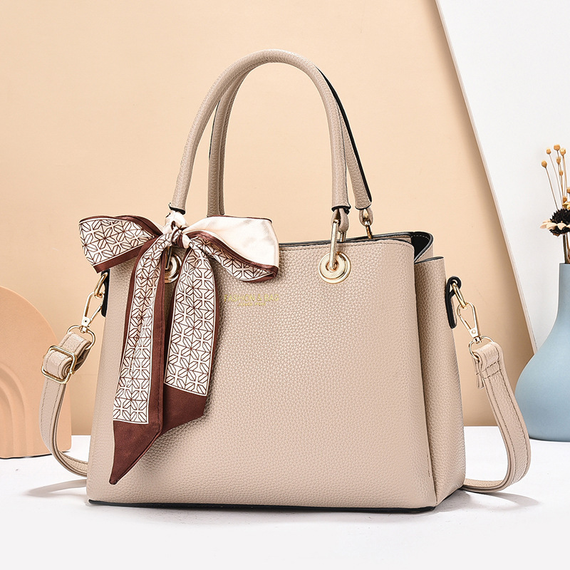 Mom's handbag, middle-aged women's bag, 2024 new style fashionable soft leather women's bag, large capacity silk scarf, single-shoulder crossbody bag details Picture