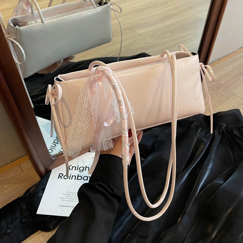 Korean style simple ins baguette bag for women 2025 new trendy and versatile commuter single-shoulder bag, casual bow underarm bag Specification drawing