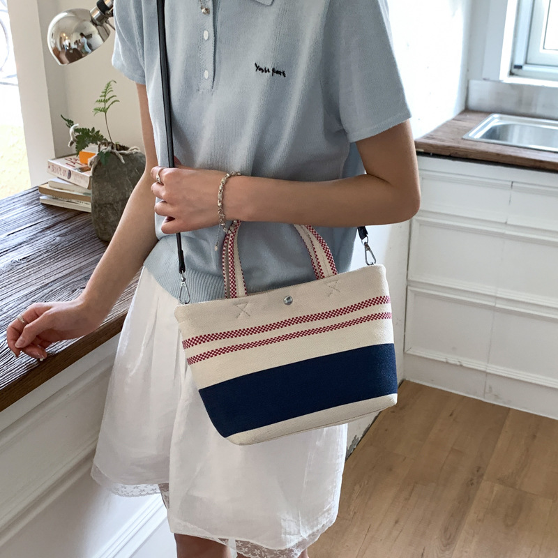 Fashionable, simple, niche and high-end canvas basket bag for women, 2025 new style, versatile single-shoulder crossbody bag Specification drawing