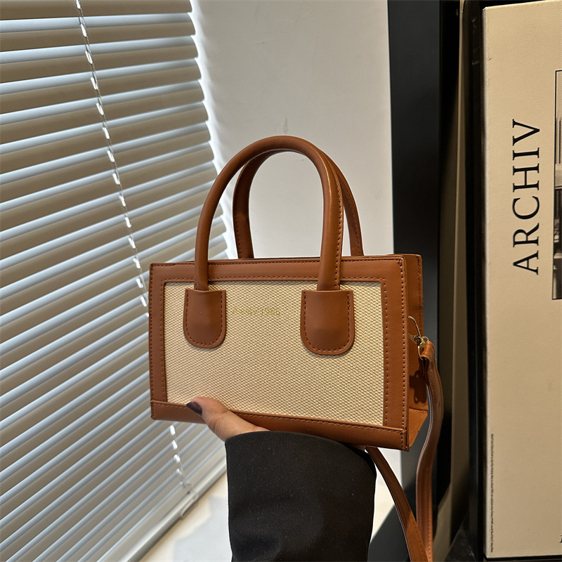 New color-blocking mother-and-child bag, canvas, fashionable single-shoulder crossbody bag, handbag, cross-border, elegant, versatile for ladies and moms full figure